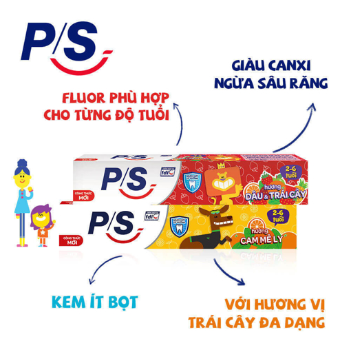 Ảnh của [Giảm 48% - Giá gốc 20K] Kem đánh răng P/S Bé 2-6 tuổi Dâu Trái cây 45g