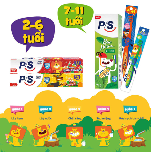 Ảnh của [Giảm 48% - Giá gốc 20K] Kem đánh răng P/S Bé 2-6 tuổi Dâu Trái cây 45g