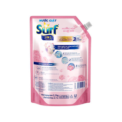 Ảnh của Nước giặt Surf Hương hoa Nhiệt đới 3 trong 1 túi 3.5kg