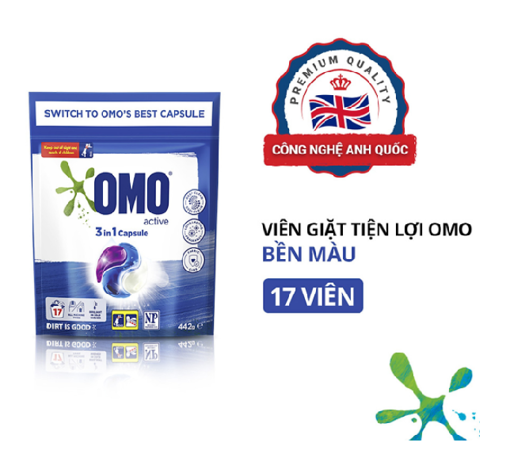 Ảnh của Viên Giặt Tiện Lợi OMO Công Nghệ Anh Quốc - 17 Viên/ Túi - Bền Đẹp