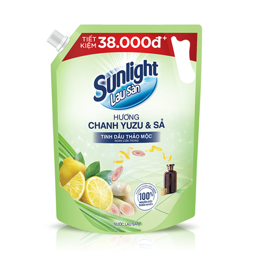 Ảnh của Nước Lau Sàn Sunlight Tinh Dầu Thảo Mộc Hương Chanh Sả Túi 3.4kg