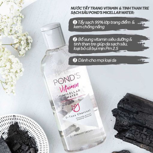 Ảnh của Nước tẩy trang Pond's Vitamin và Tinh than tre sạch sâu Micellar Water 400ml