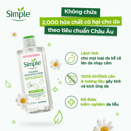 Ảnh của Nước tẩy trang Simple Micellar làm sạch trang điểm vượt trội - không chứa cồn gây khô rát 200ml