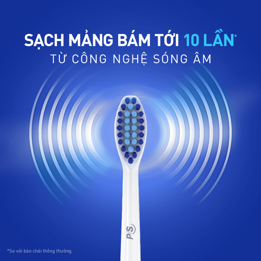 Picture of Bàn Chải Điện P/S S100 PRO - Công Nghệ Sóng Âm, Chải Sạch Mảng Bám Tới 10X - Trắng Sáng