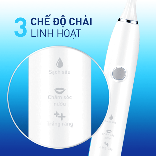 Ảnh của Bàn Chải Điện P/S S100 PRO - Công Nghệ Sóng Âm, Chải Sạch Mảng Bám Tới 10X - Trắng Sáng