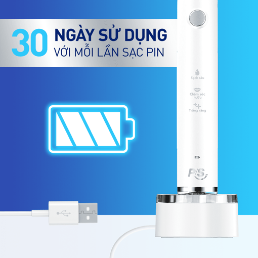 Ảnh của Bàn Chải Điện P/S S100 PRO - Công Nghệ Sóng Âm, Chải Sạch Mảng Bám Tới 10X - Trắng Sáng