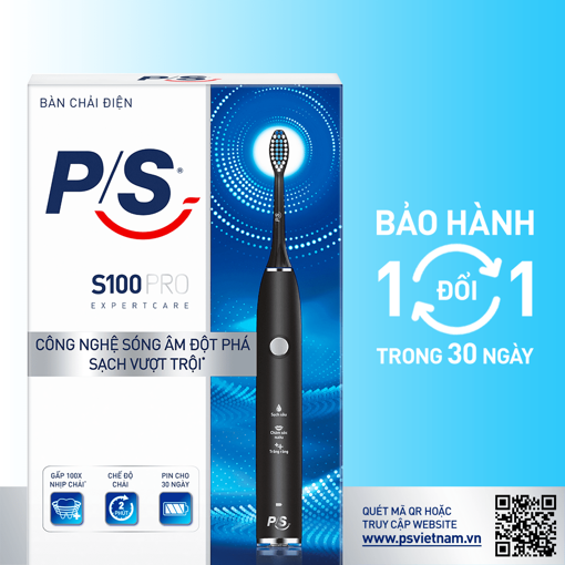 Picture of Bàn Chải Điện P/S S100 PRO - Công Nghệ Sóng Âm, Chải Sạch Mảng Bám Tới 10X -  Đen nhám