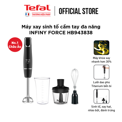Ảnh của Máy xay sinh tố cầm tay Tefal HB943838 - Màu đen 1000W