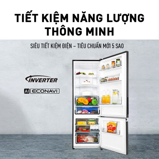 Picture of Tủ lạnh Panasonic hai cánh mặt thép, ngăn đá trên, diệt khuẩn, tiết kiệm điện - NR-BA190PUS9