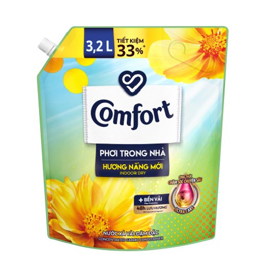 Ảnh của Nước xả làm mềm vải Comfort chăm sóc chuyên sâu phơi trong nhà Hương nắng mới túi 3.2l
