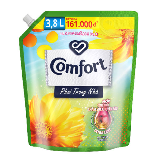 Ảnh của Nước xả làm mềm vải Comfort chăm sóc chuyên sâu phơi trong nhà Hương nắng mới túi 3.8l