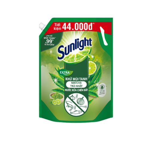 Ảnh của Nước rửa chén Sunlight Khử mùi tanh Matcha Trà Nhật túi 3.4kg