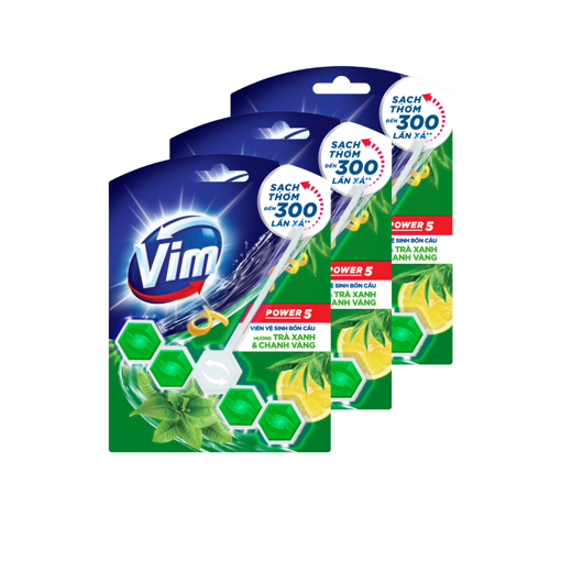 Picture of Combo 3 Vỉ Viên Tẩy Bồn Cầu Vim Power 5 Hương Trà Xanh Chanh Vàng 55g