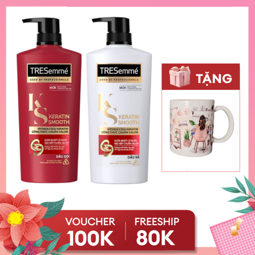 Ảnh của Combo Dầu gội và Dầu xả TRESemmé Vào nếp mượt mà Keratin Smooth