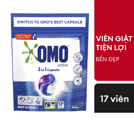 Ảnh của Viên Giặt Tiện Lợi OMO Công Nghệ Anh Quốc - 17 Viên/ Túi - Bền Đẹp