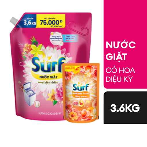 Ảnh của [Tặng Nước giặt Surf 350g] Nước giặt Surf Cỏ hoa diệu kỳ 3.6kg