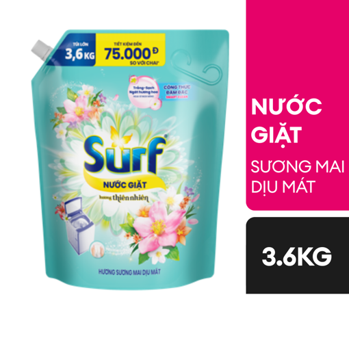 Ảnh của Nước giặt Surf hương Sương Mai Dịu Mát 3.6kg