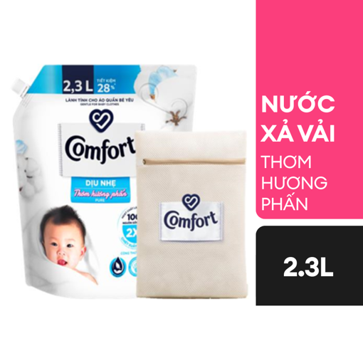 Ảnh của [Tặng Túi giặt] Nước xả vải Comfort Dịu nhẹ Thơm Hương phấn 2.3l