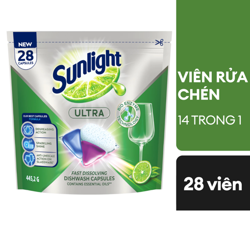 Ảnh của Viên rửa chén Sunlight 14 trong 1 túi 28 viên
