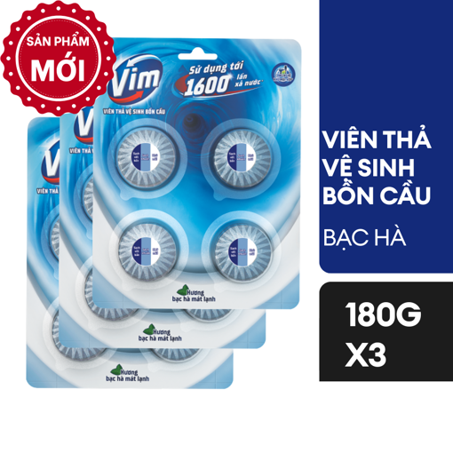 Picture of Combo 3 Vỉ viên thả vệ sinh bồn cầu Vim hương Bạc Hà 180g