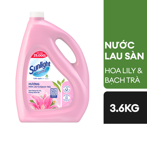Ảnh của Nước lau sàn Sunlight Tinh đầu thảo mộc hoa Lily & Bạch trà can 3.6kg