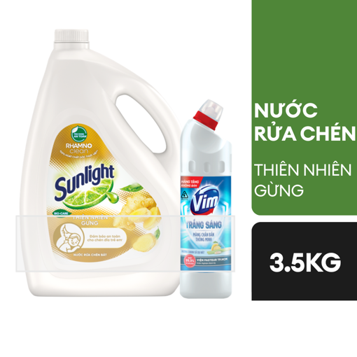Picture of [Tặng Vim 400ml] Nước rửa chén Sunlight Thiên nhiên Gừng 3.5kg