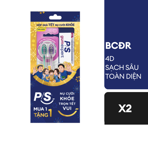 Ảnh của Bộ 2 BCĐR P/S 4D Sạch Sâu (Tặng 1 KDR CS Nướu Trắng Răng 30g)