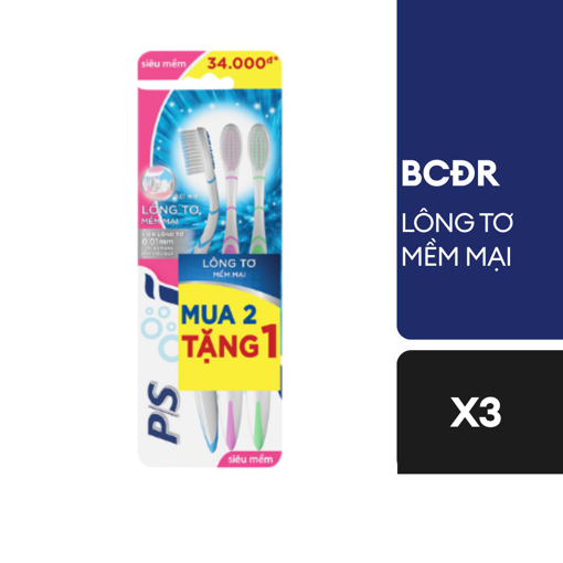 Ảnh của Bộ 3 Bàn chải P/S Lông Tơ Mềm Mại