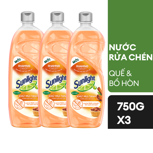 Ảnh của Combo 3 Nước rửa chén Sunlight hương Quế và Bồ hòn 750g