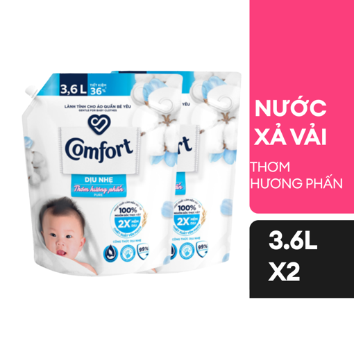 Ảnh của Combo 2 Nước xả Comfort Mềm vải Dịu nhẹ Thơm hương phấn 3.6l