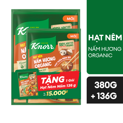 Ảnh của [MUA 1 ĐƯỢC 2] Hạt Nêm Knorr Nấm Hương Organic 380g tặng gói 136g