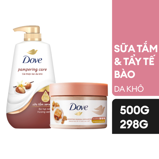 Ảnh của Combo Sữa tắm Dove 500Gr+ Tẩy tế bào chết Dove Cải thiện da khô