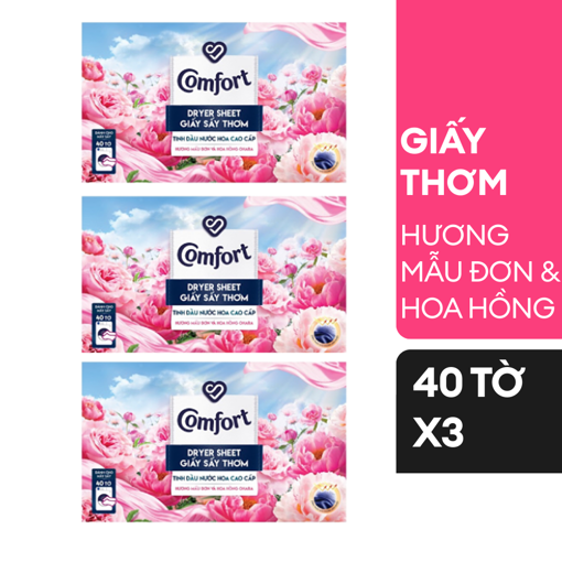 Ảnh của Combo 3 Giấy thơm Comfort hương Mẫu đơn Và Hoa hồng Ohara 48 tờ