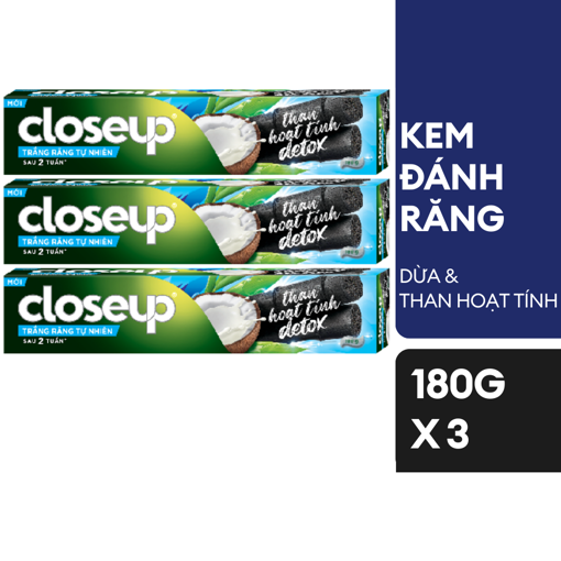 Picture of Combo 3 Kem đánh răng Closeup Detox Trắng Răng Than Hoạt Tính 180g
