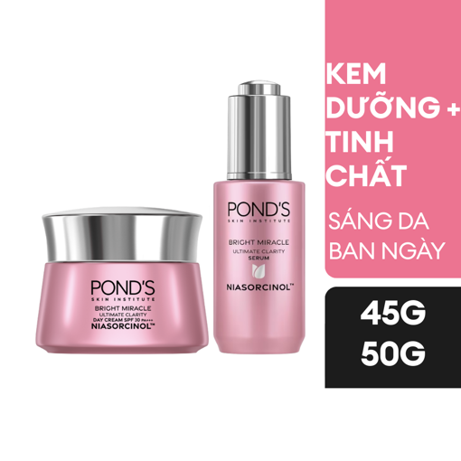 Ảnh của Combo Kem sáng da + Tinh chất Serum Pond's Bright Miracle Mờ thâm sạm với 50X Niasorcinol Ban ngày
