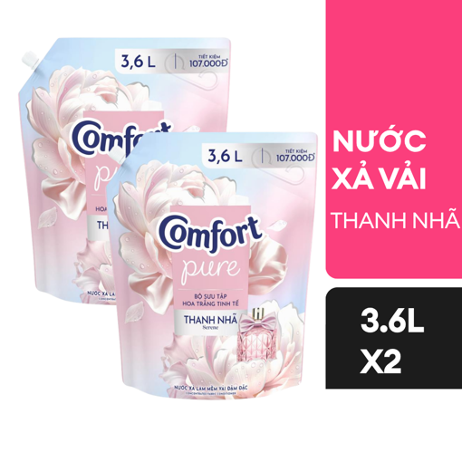 Ảnh của [Combo 2 Nước Xả] Nước xả vải Comfort Hoa Trắng Thanh Nhã 3.6l