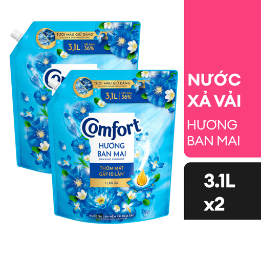 Ảnh của Combo 2 Nước xả vải Comfort Đậm đặc 1 lần xả hương Ban Mai 3.1l