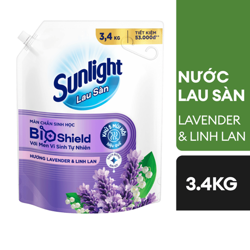 Ảnh của Nước lau sàn Sunlight BIOSHIELD hương Lavender & Linh Lan túi 3.4kg