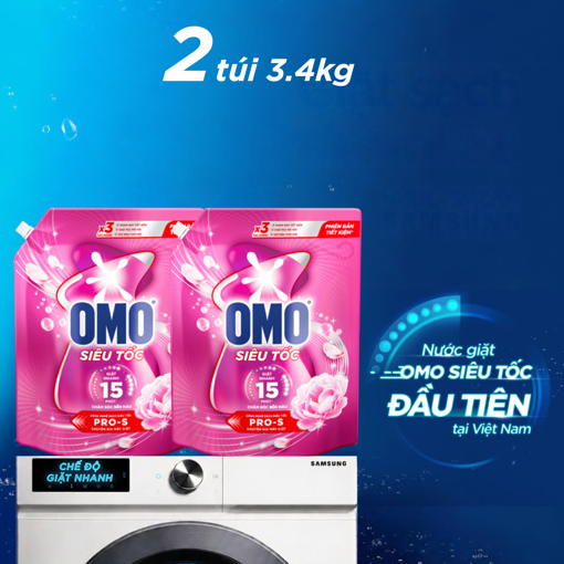 Ảnh của [Sản Phẩm Mới] Combo 2 Nước Giặt Siêu Tốc Chăm Sóc Bền Màu 3.4kg